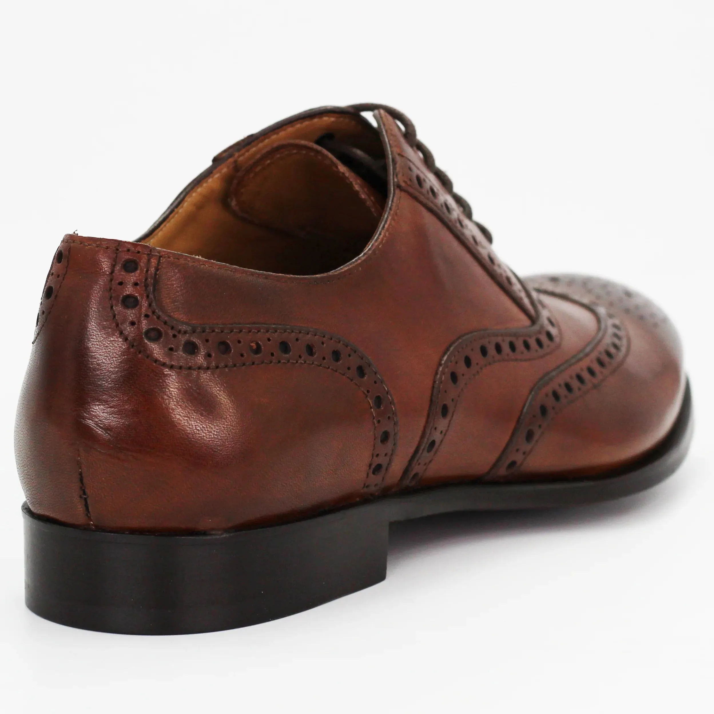Men's Derby Brogue in Calf Leather Brandy (BRU11911)