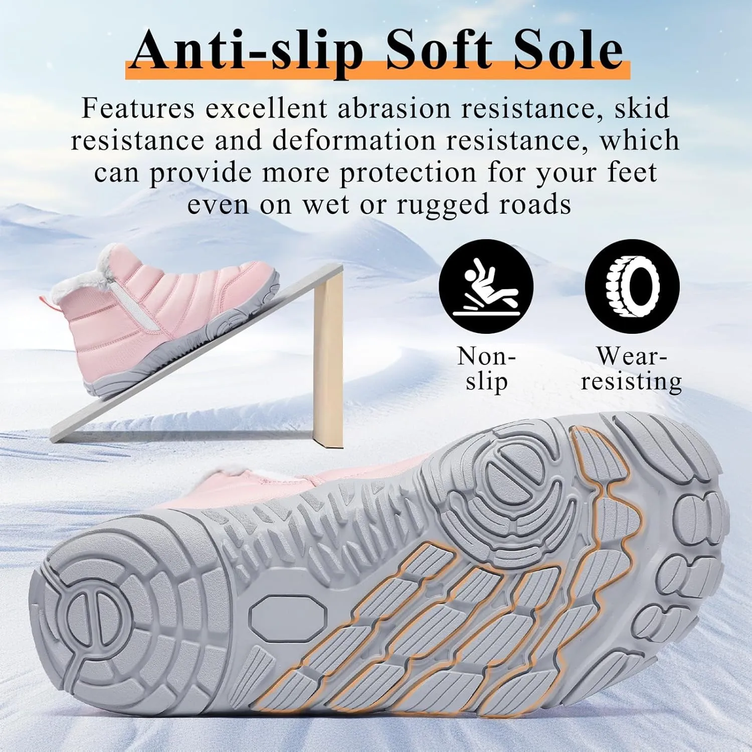 Mens Womens Winter Snow Boots Wide Toe Box Barefoot boot Fur Lined Minimalist Zero Drop Sole Walking Shoes