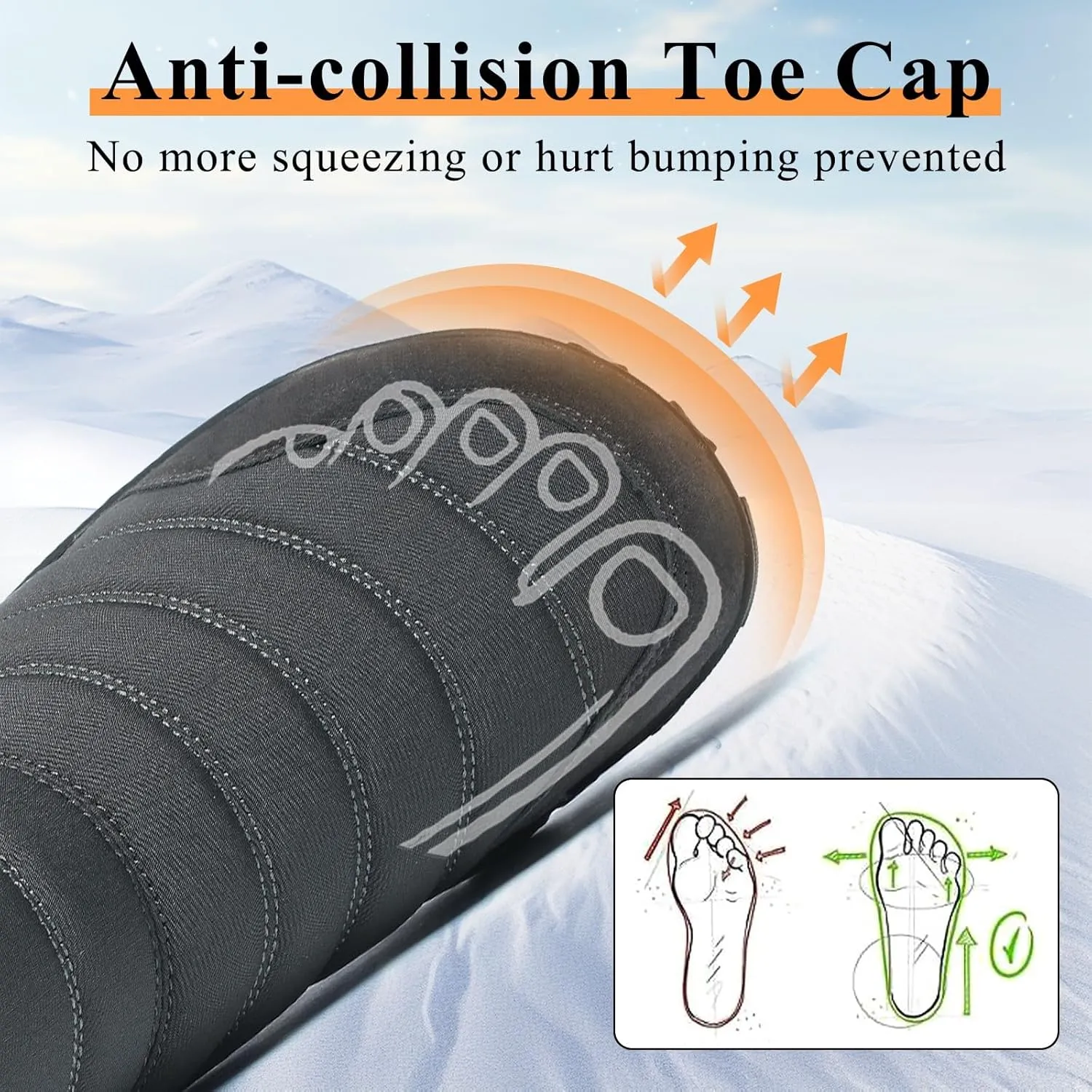 Mens Womens Winter Snow Boots Wide Toe Box Barefoot boot Fur Lined Minimalist Zero Drop Sole Walking Shoes