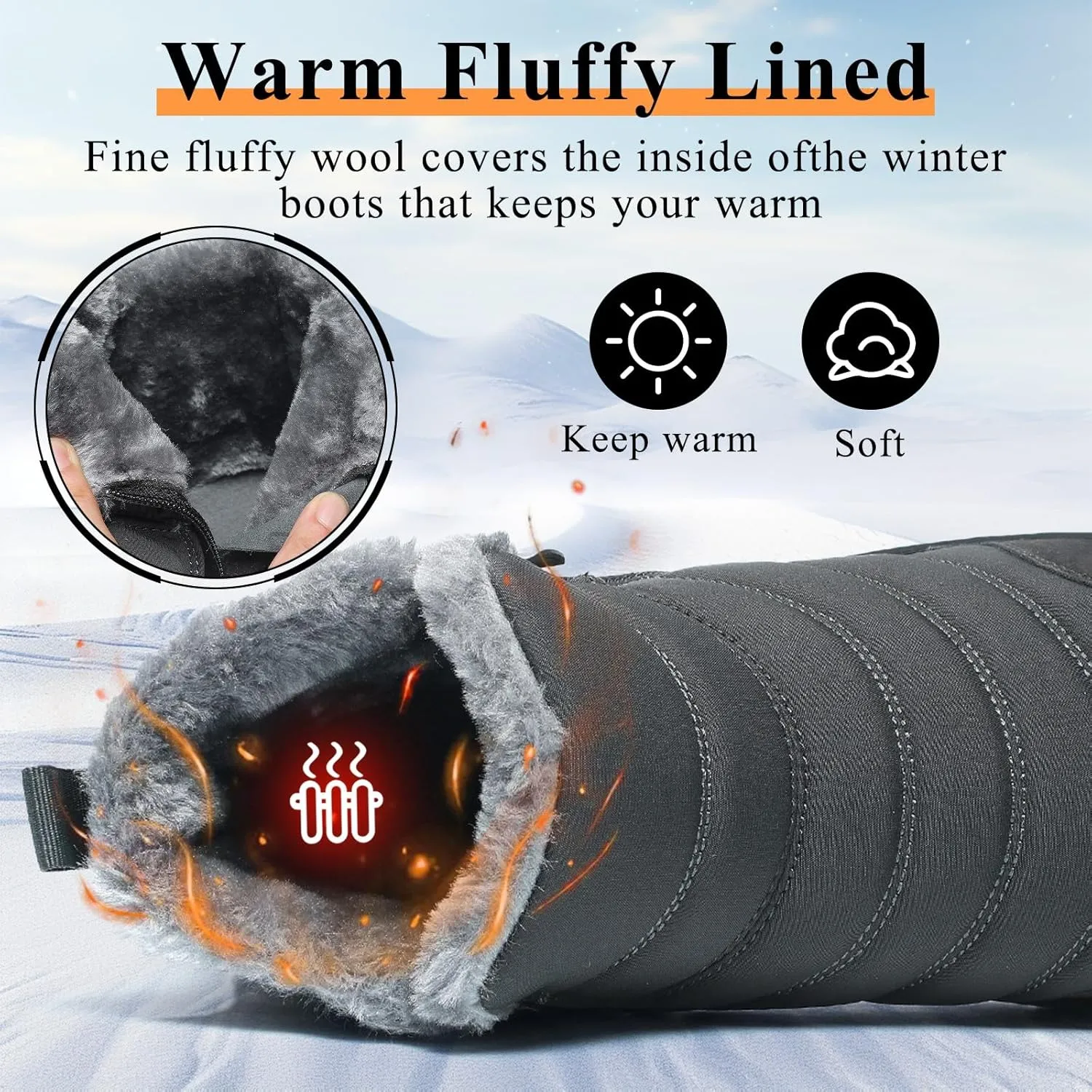 Mens Womens Winter Snow Boots Wide Toe Box Barefoot boot Fur Lined Minimalist Zero Drop Sole Walking Shoes
