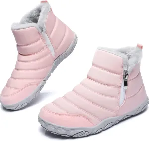 Mens Womens Winter Snow Boots Wide Toe Box Barefoot boot Fur Lined Minimalist Zero Drop Sole Walking Shoes