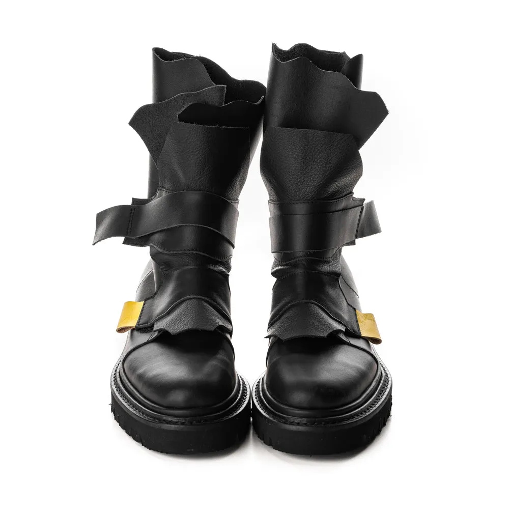My Way black leather booties