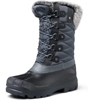 mysoft Women's Snow Boots Warm Insulated Faux Fur Lined Waterproof Mid-Calf Winter Boots