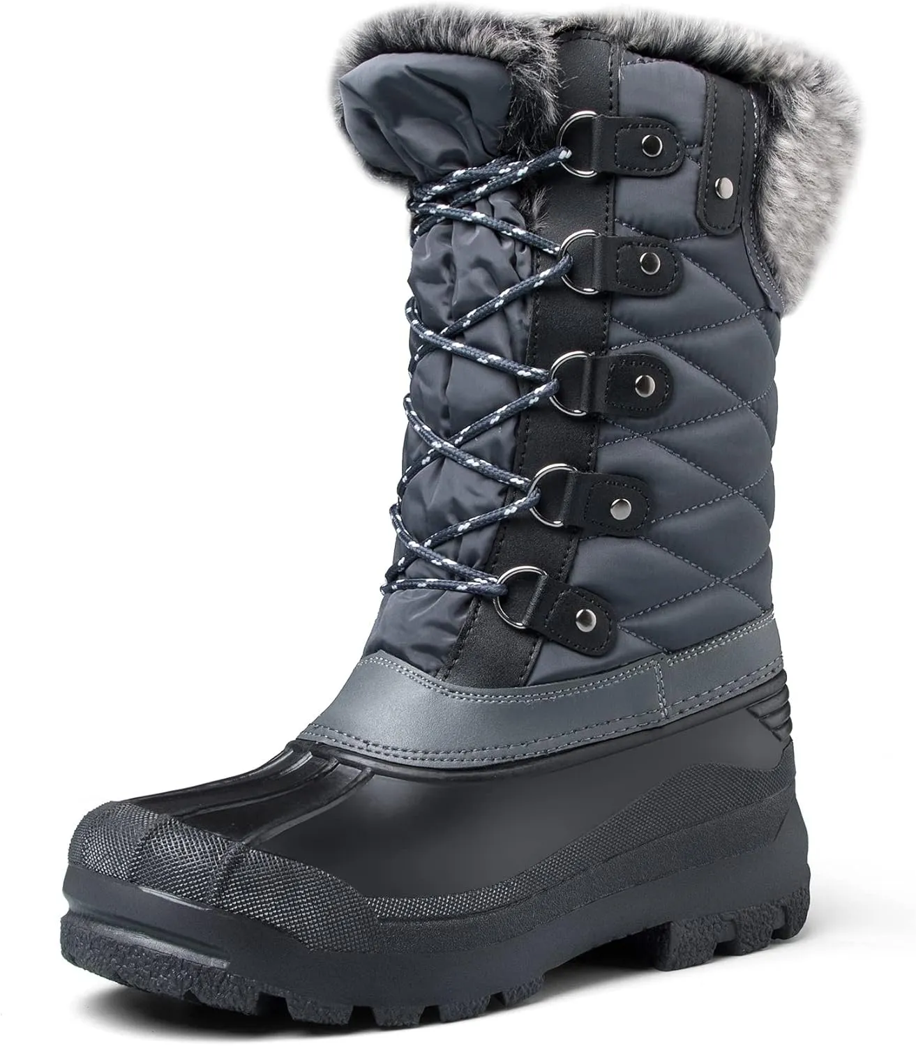 mysoft Women's Snow Boots Warm Insulated Faux Fur Lined Waterproof Mid-Calf Winter Boots