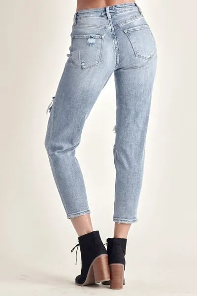 Natalia Distressed Slim Cropped Jeans | RISEN