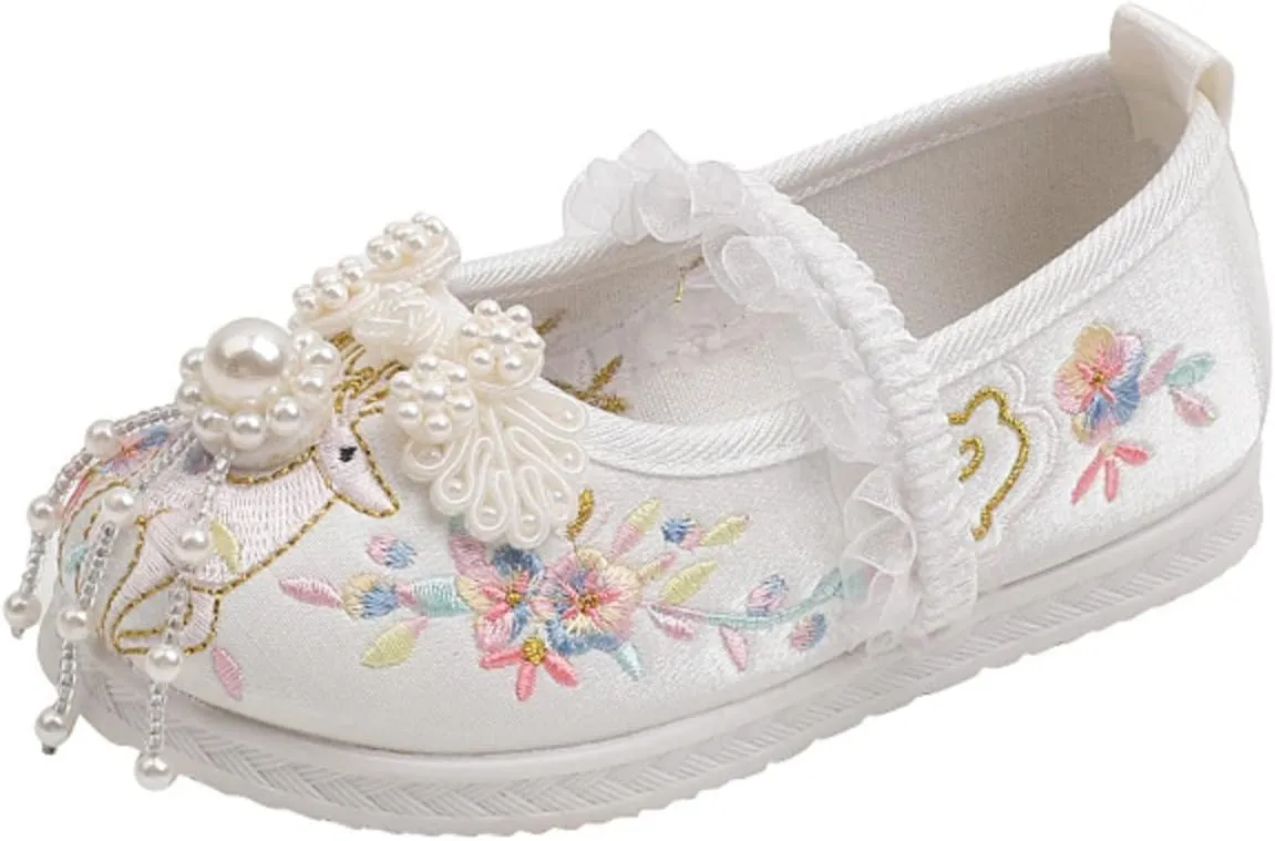 New Girls Handmade Hanfu Shoes Children Embroidered Shoes Shoes Baby Antique Costume Performance Shoes Girls Heels