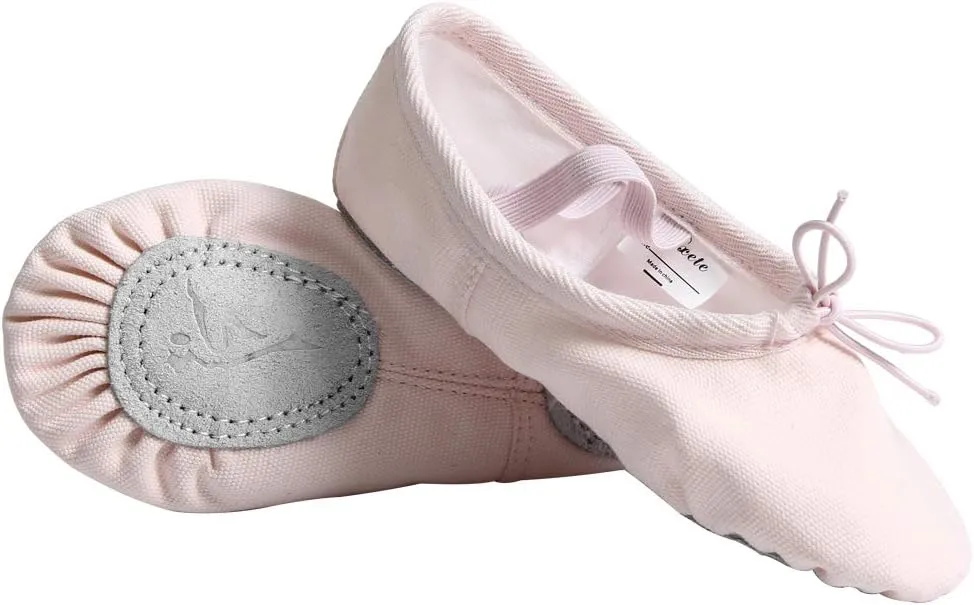 Nexete Ballet Shoes Slippers Classic Canvas Split-Sole Dance Slippers for Toddler Kid Girl Boy Women