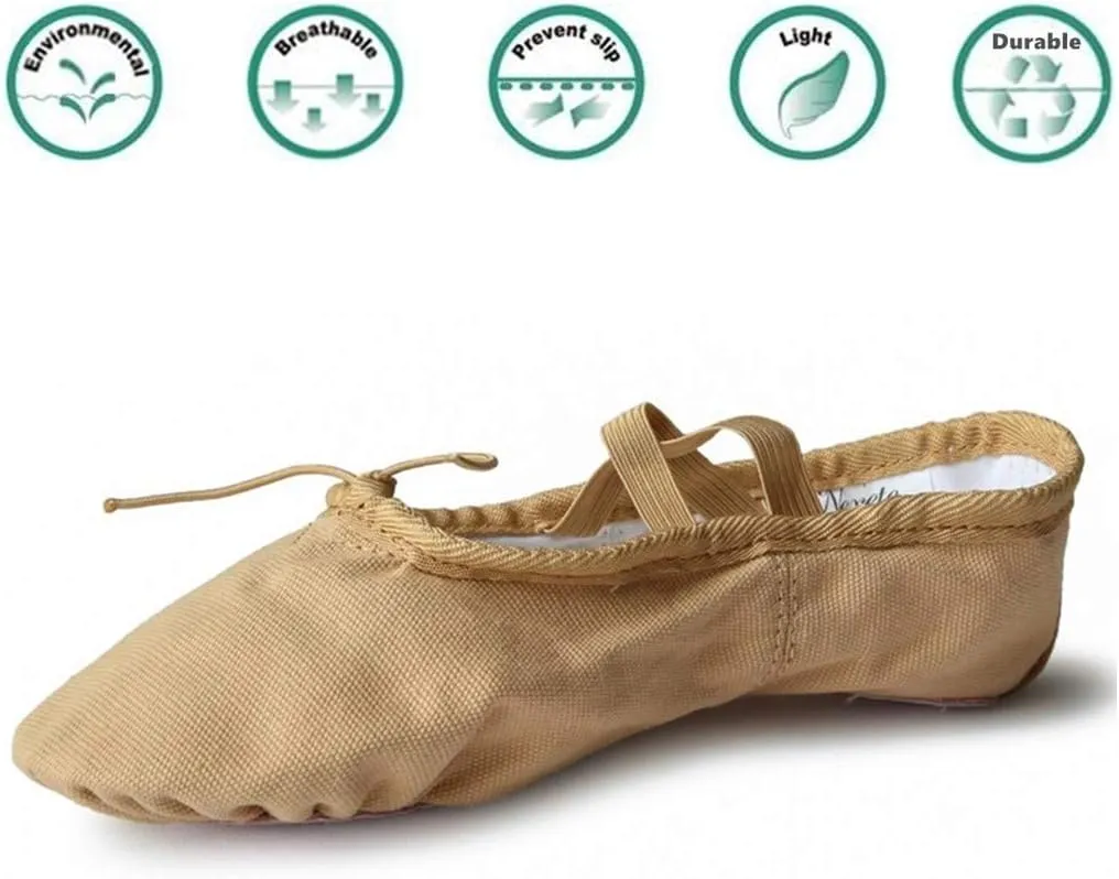 Nexete Ballet Shoes Slippers Classic Canvas Split-Sole Dance Slippers for Toddler Kid Girl Boy Women