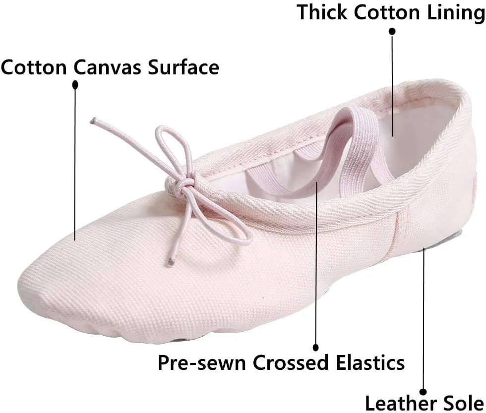 Nexete Ballet Shoes Slippers Classic Canvas Split-Sole Dance Slippers for Toddler Kid Girl Boy Women