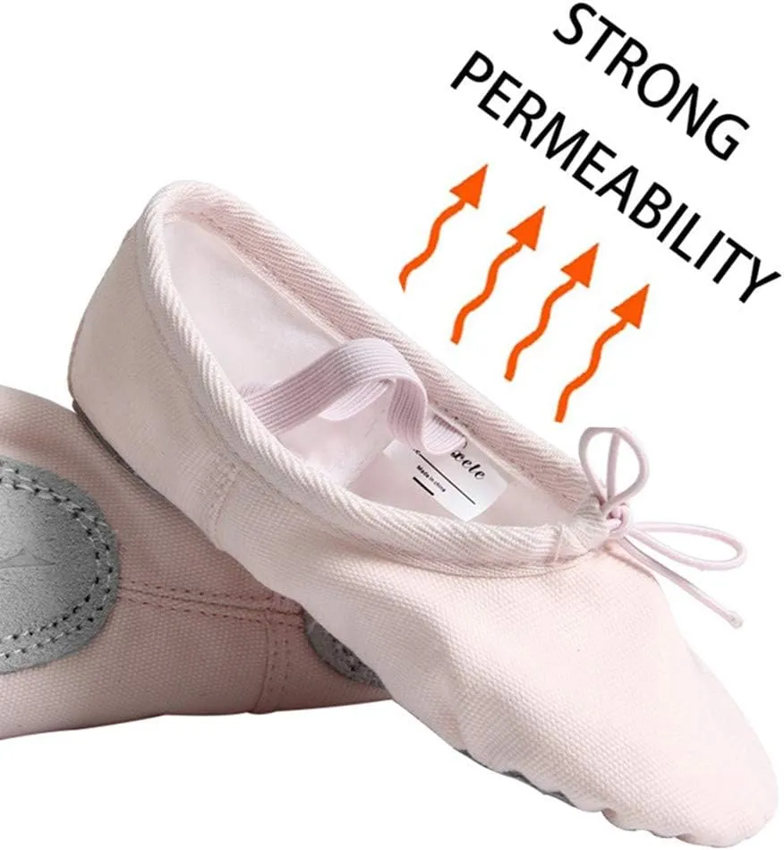 Nexete Ballet Shoes Slippers Classic Canvas Split-Sole Dance Slippers for Toddler Kid Girl Boy Women