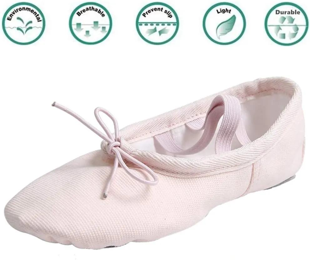 Nexete Ballet Shoes Slippers Classic Canvas Split-Sole Dance Slippers for Toddler Kid Girl Boy Women
