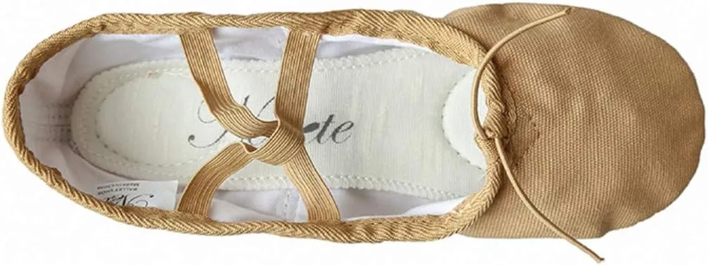 Nexete Ballet Shoes Slippers Classic Canvas Split-Sole Dance Slippers for Toddler Kid Girl Boy Women