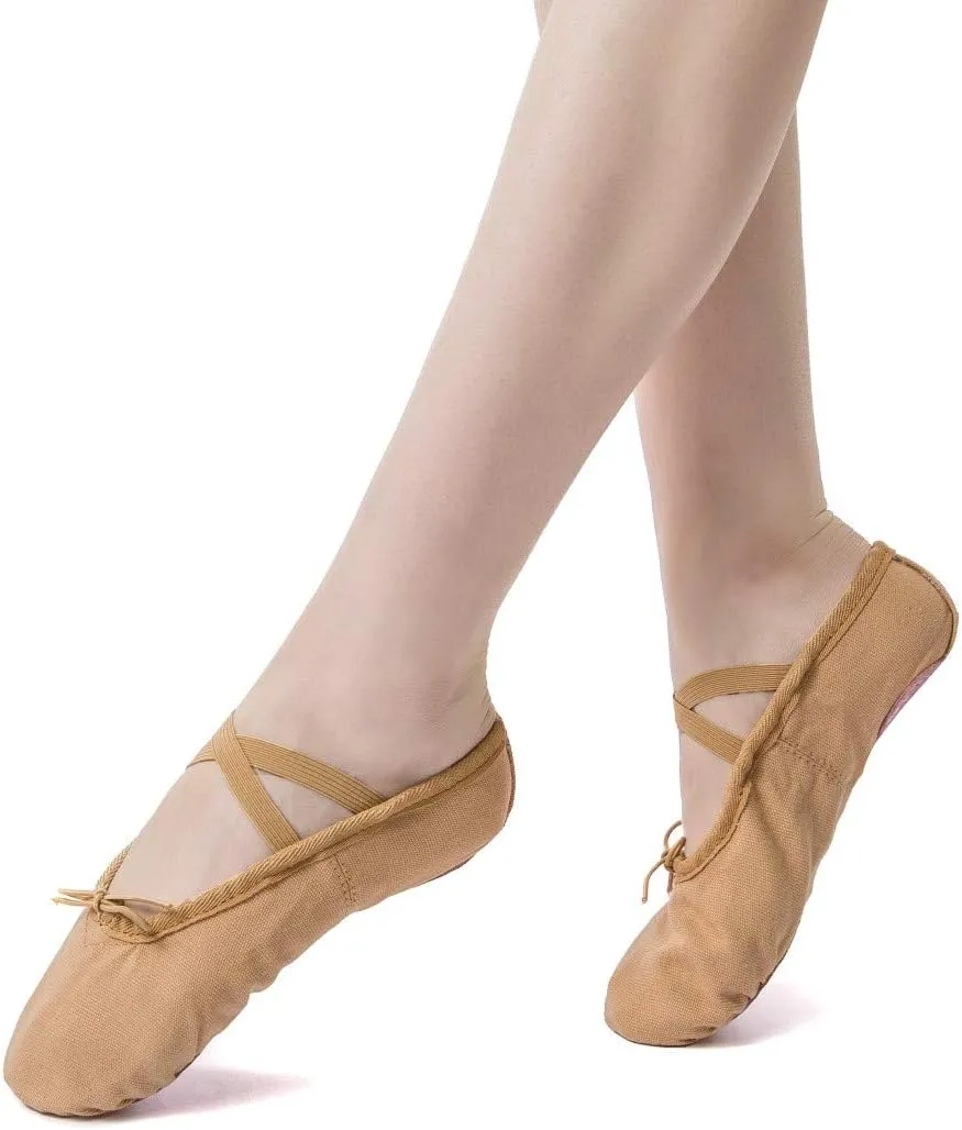 Nexete Ballet Shoes Slippers Classic Canvas Split-Sole Dance Slippers for Toddler Kid Girl Boy Women