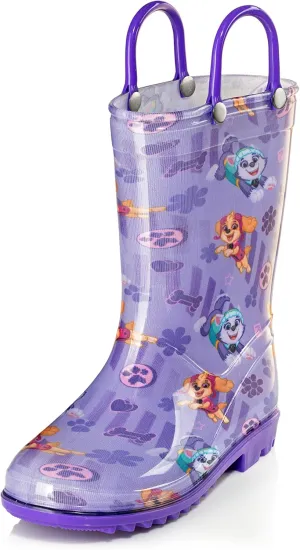Nickelodeon Paw Patrol Girls' Waterproof PVC Rain Boots with Easy-On Handles  Toddler & Little Kid Sizes