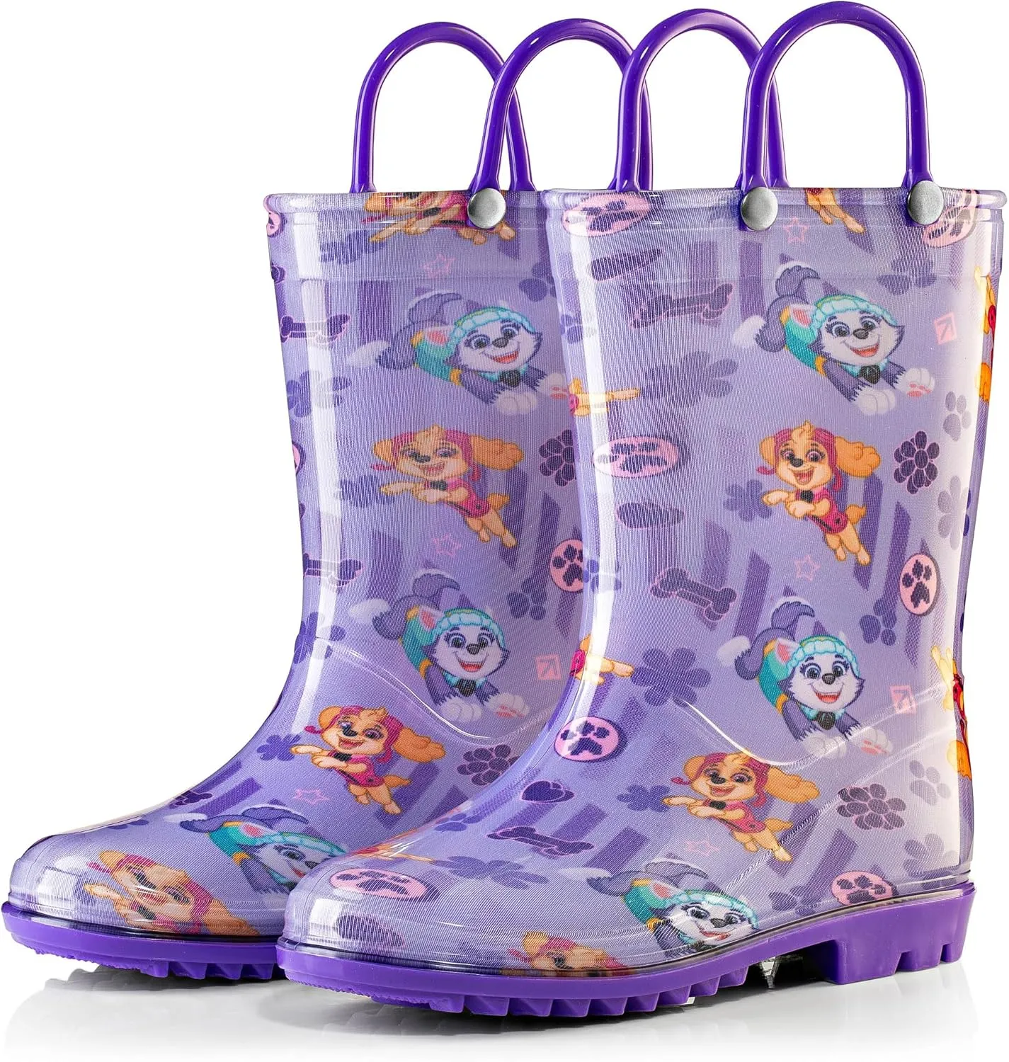Nickelodeon Paw Patrol Girls' Waterproof PVC Rain Boots with Easy-On Handles  Toddler & Little Kid Sizes