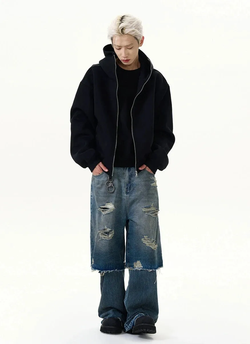 Oversized Zip-Up Zip-Through Hoodie Jacket