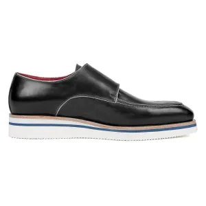 Paul Parkman Men's Black Calf-Skin Leather Monk-Straps Loafers 189-BLK-LTH (PM6119)