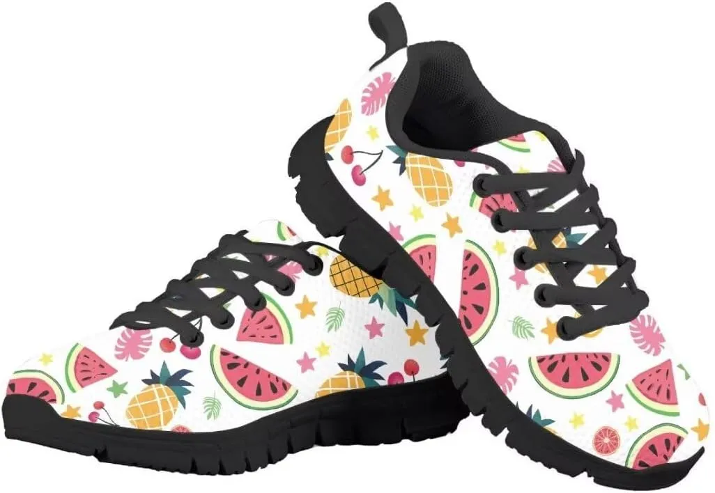 Pinupub Boys Girls Tie Lace Sneakers Non Slip Black Sole Breathable Soft Running Tennis Sports Shoes