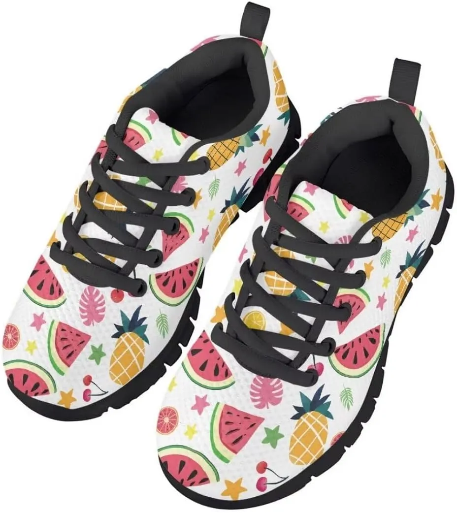 Pinupub Boys Girls Tie Lace Sneakers Non Slip Black Sole Breathable Soft Running Tennis Sports Shoes