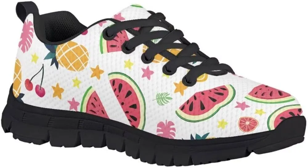Pinupub Boys Girls Tie Lace Sneakers Non Slip Black Sole Breathable Soft Running Tennis Sports Shoes