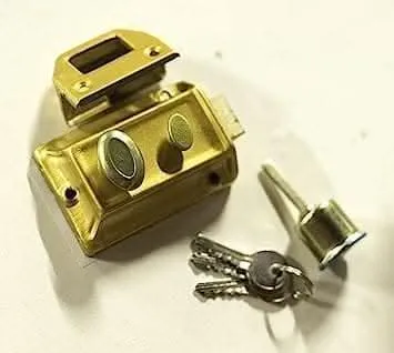 Polished Brass Rim Night Latch Door Lock with 3 Keys