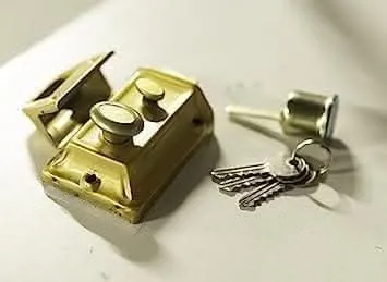 Polished Brass Rim Night Latch Door Lock with 3 Keys