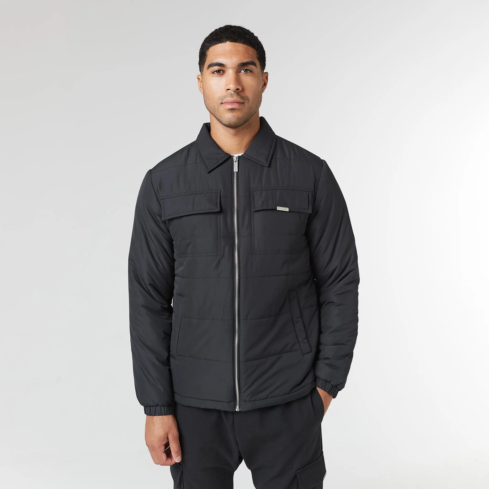 Quilted Overshirt Jacket | Black