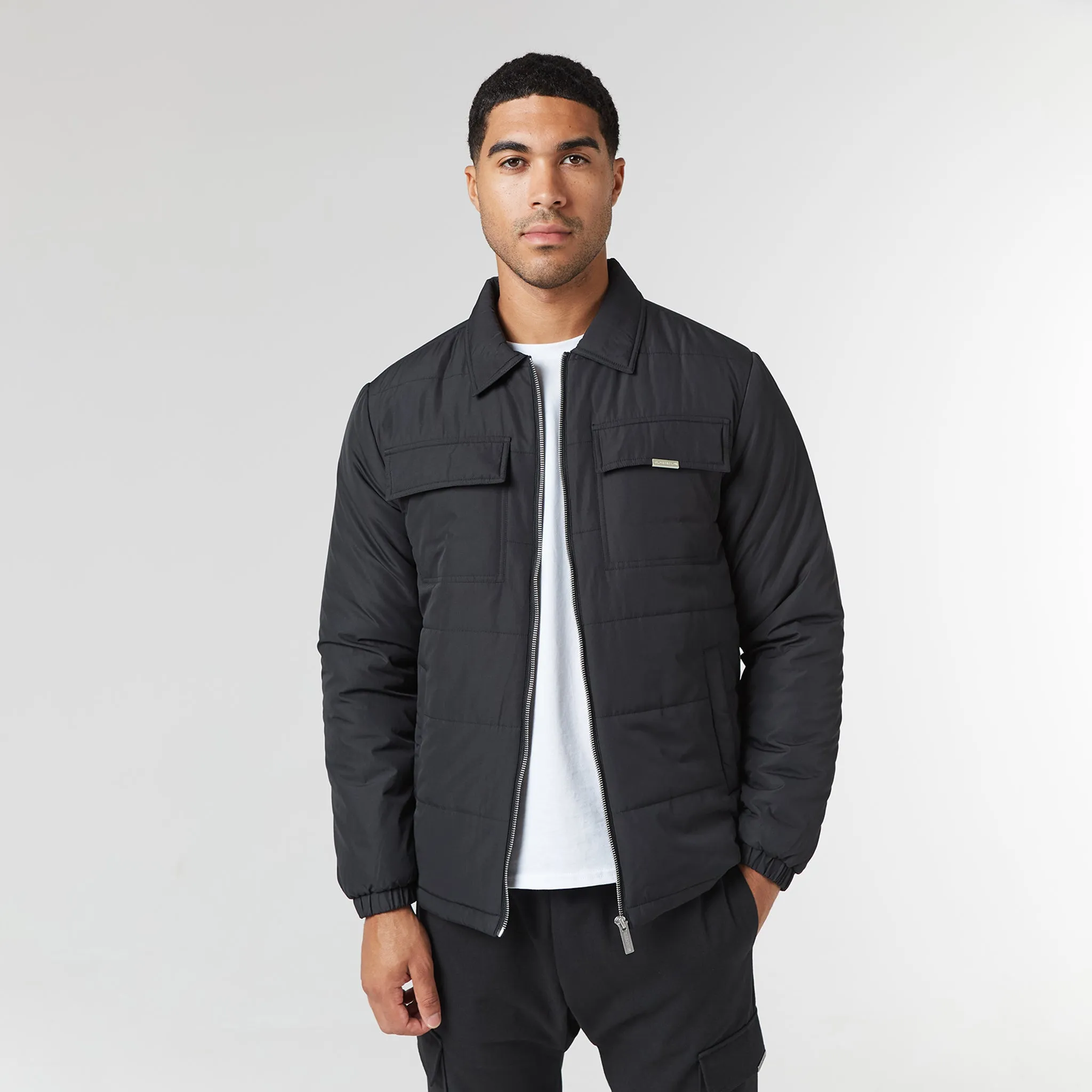 Quilted Overshirt Jacket | Black