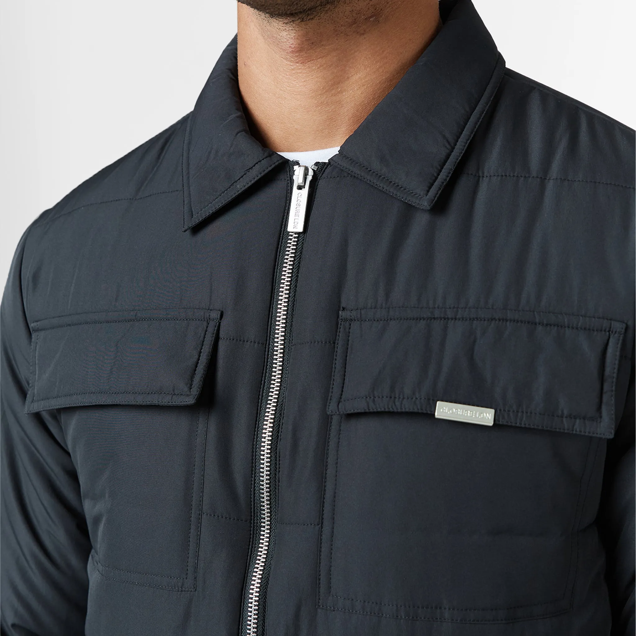 Quilted Overshirt Jacket | Black