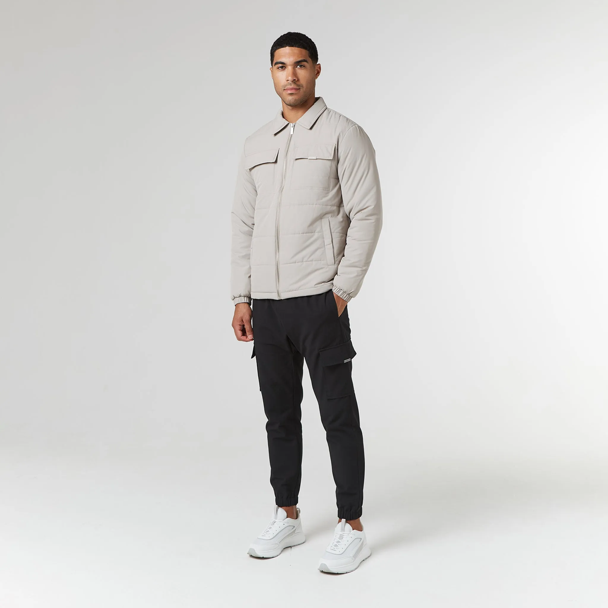 Quilted Overshirt Jacket | Stone