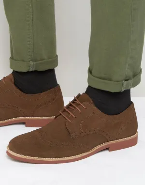 Red Tape Brogues In Brown Suede