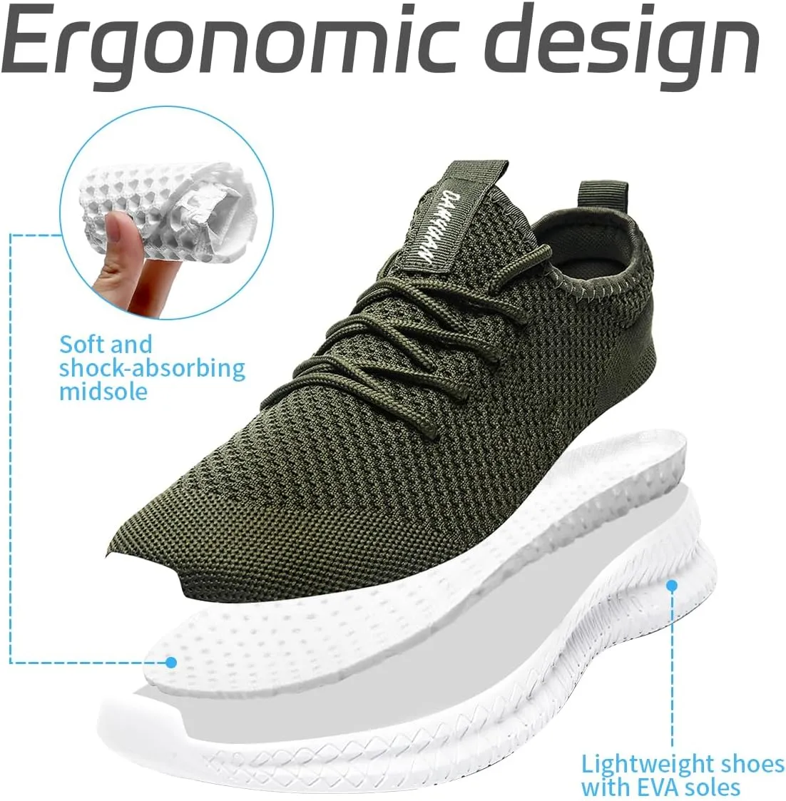 Running Shoes for Men Casual Slip On Tennis Walking Gym Workout Shoes Lightweight Breathable Non Slip Hiking Sport Athletic Fashion Sneakers