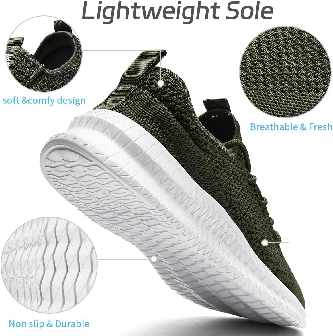 Running Shoes for Men Casual Slip On Tennis Walking Gym Workout Shoes Lightweight Breathable Non Slip Hiking Sport Athletic Fashion Sneakers