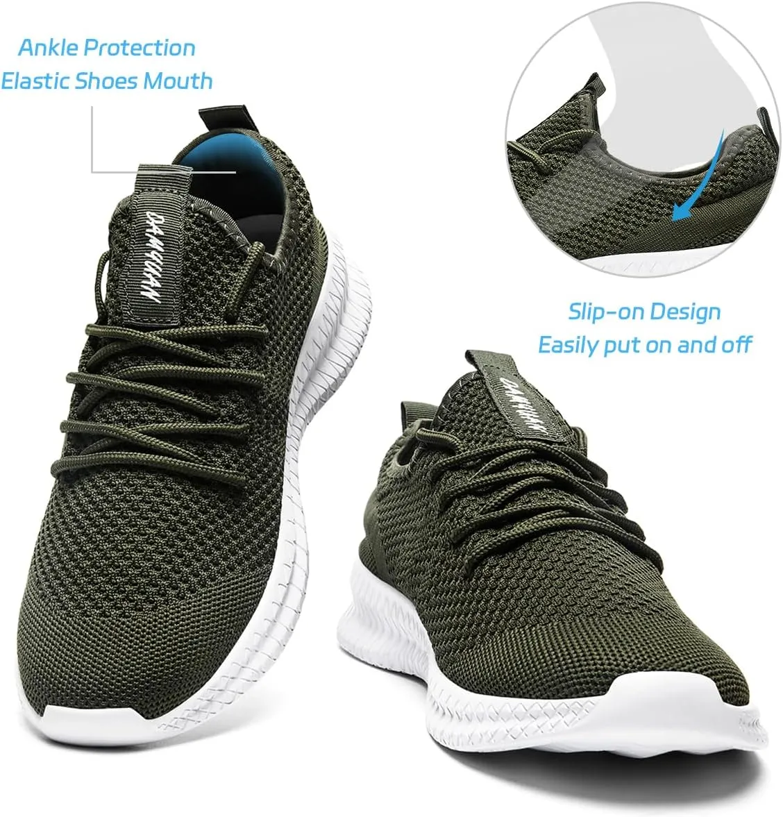 Running Shoes for Men Casual Slip On Tennis Walking Gym Workout Shoes Lightweight Breathable Non Slip Hiking Sport Athletic Fashion Sneakers