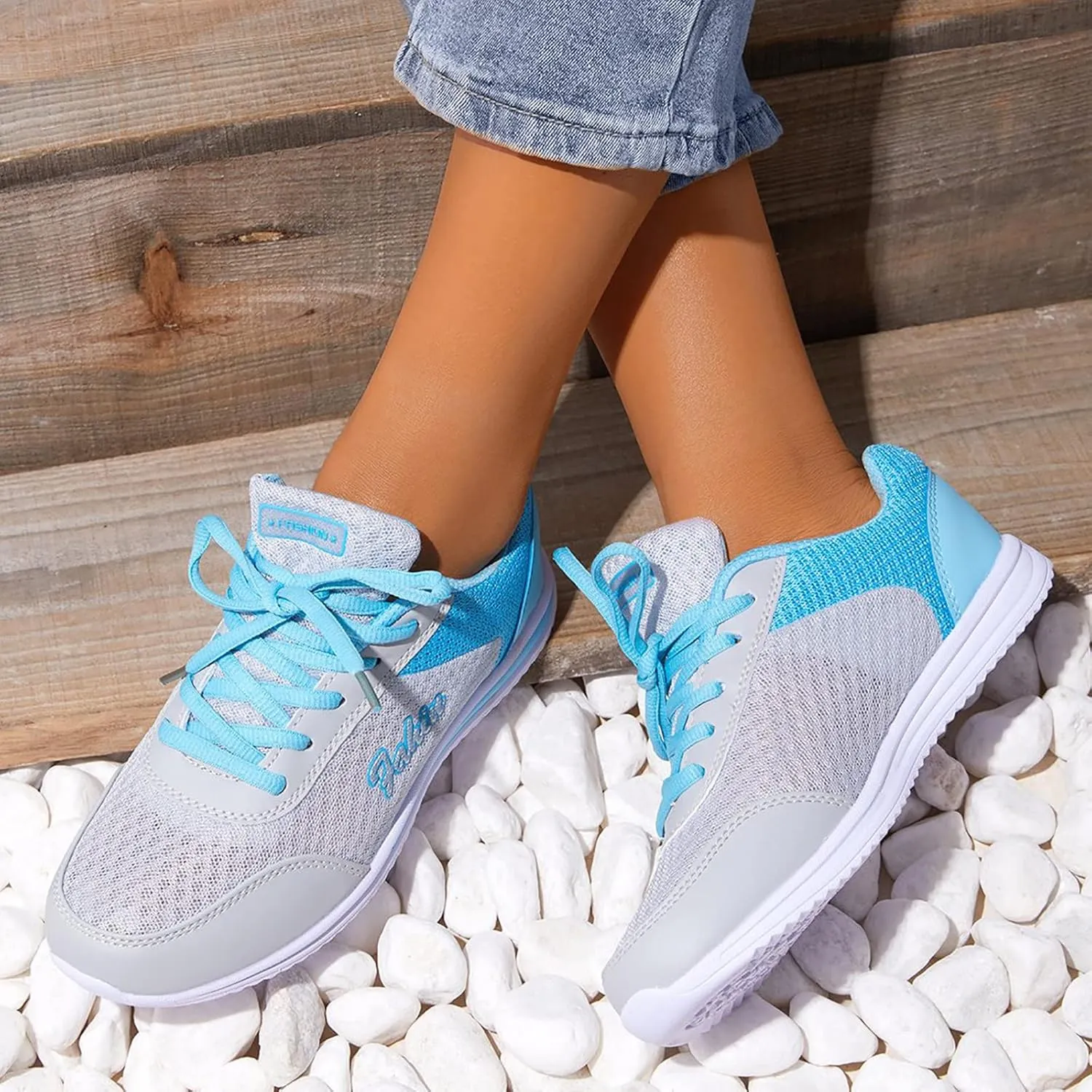 Sneakers for Women Casual Mesh Breathable Lace Up Walking Non Slip Work Shoes Women Jogging Men Casual Dress Shoes Dress Sneakers Black Tennis Shoe Cross Trainer Shoe
