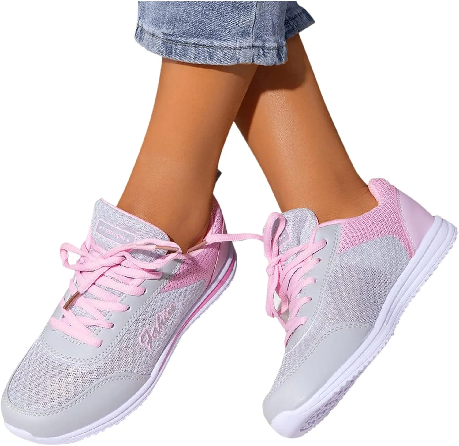 Sneakers for Women Casual Mesh Breathable Lace Up Walking Non Slip Work Shoes Women Jogging Men Casual Dress Shoes Dress Sneakers Black Tennis Shoe Cross Trainer Shoe