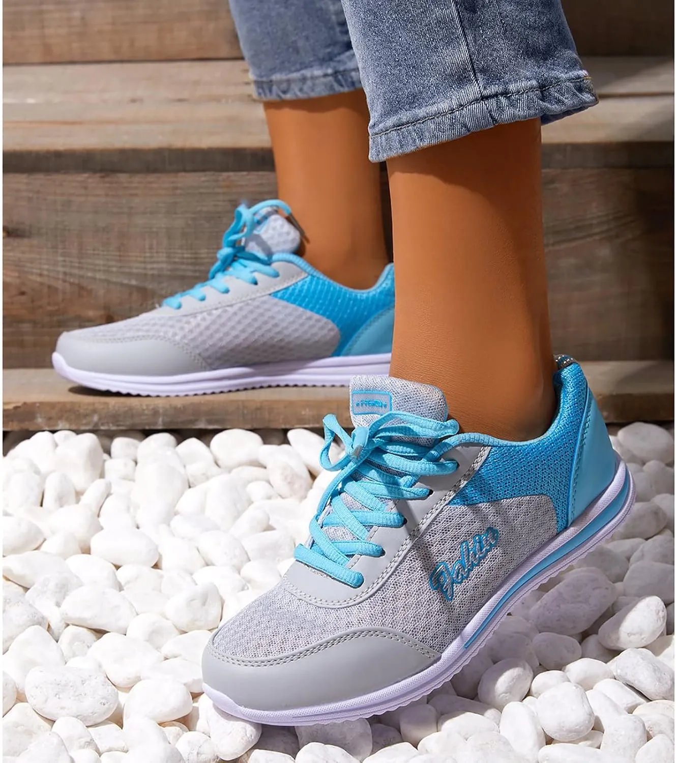 Sneakers for Women Casual Mesh Breathable Lace Up Walking Non Slip Work Shoes Women Jogging Men Casual Dress Shoes Dress Sneakers Black Tennis Shoe Cross Trainer Shoe