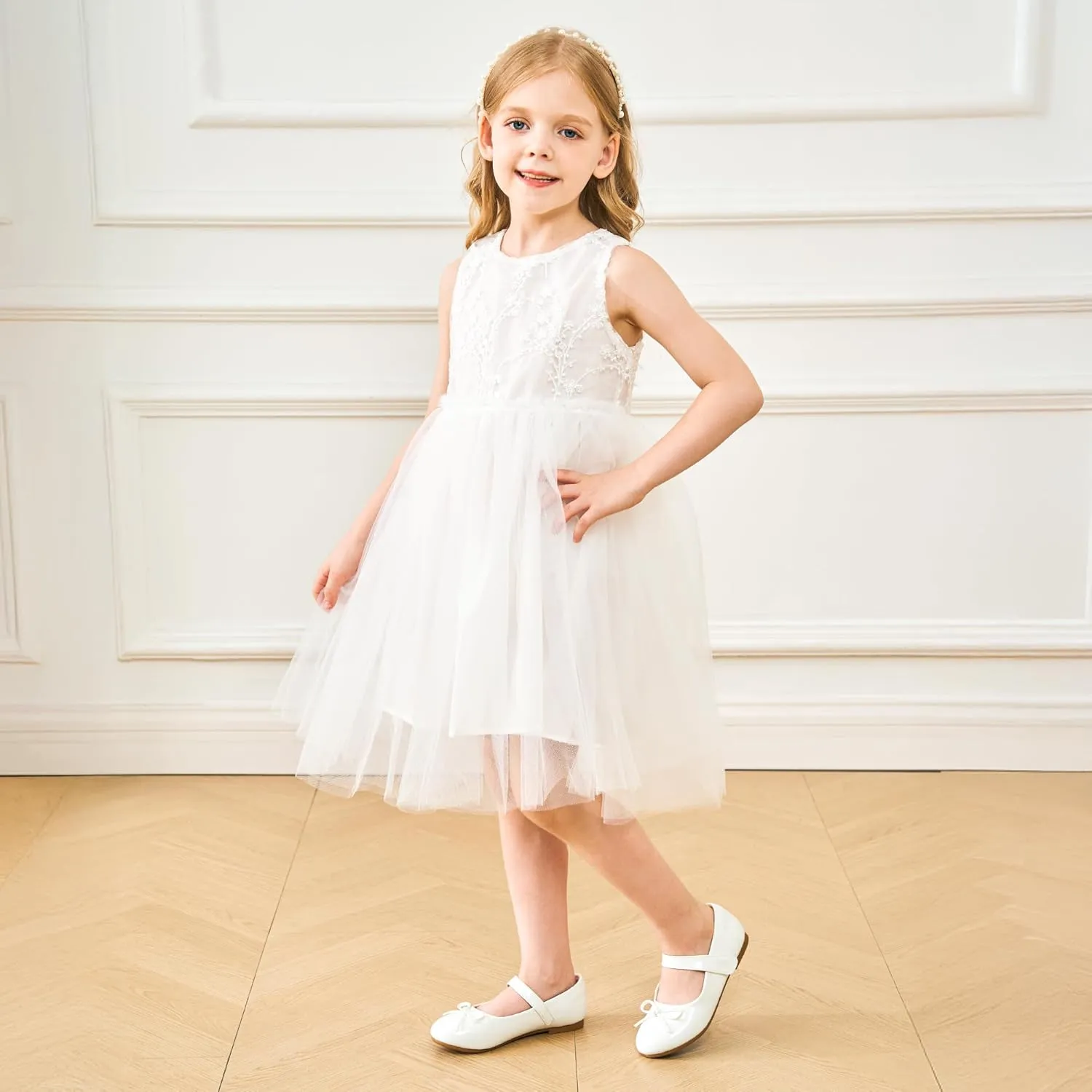 Stelle Girls Mary Jane School Flats Flower Wedding Uniform Party ShoesToddler/Little Kids/Big Kids