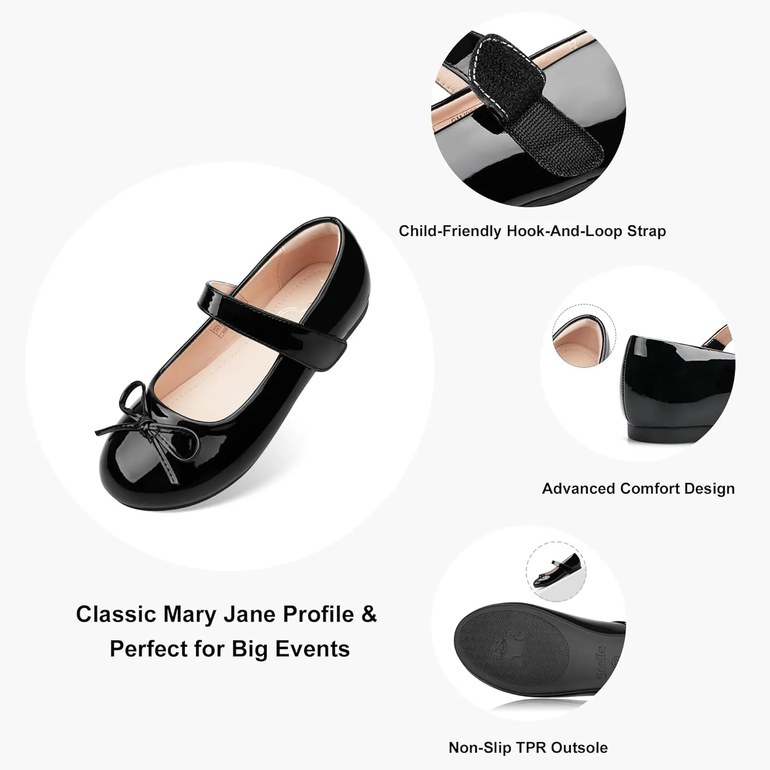 Stelle Girls Mary Jane School Flats Flower Wedding Uniform Party ShoesToddler/Little Kids/Big Kids