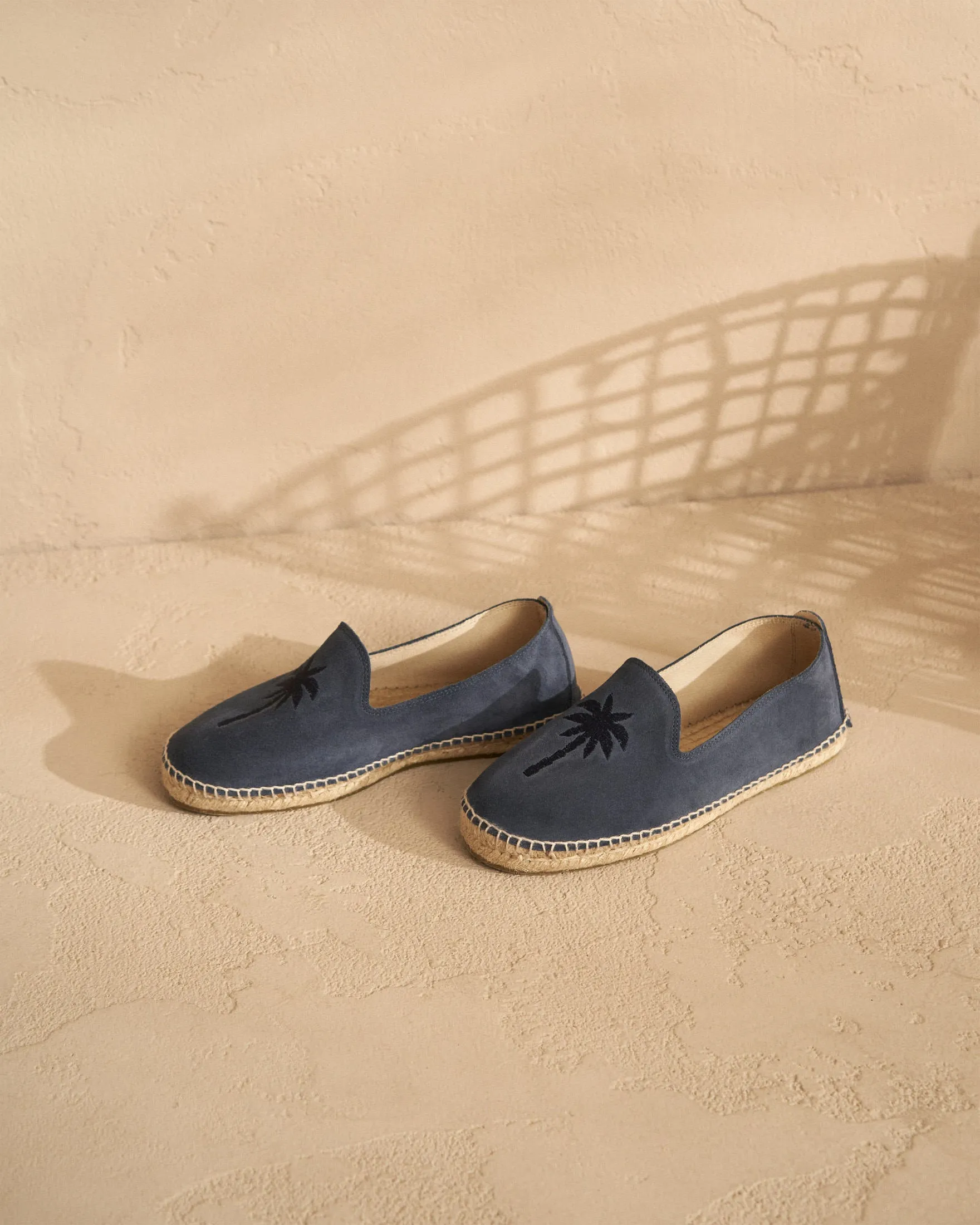 Suede Embroidered Espadrilles - Z40C0 - Palm Springs Patriot Blue and Palm On Tone