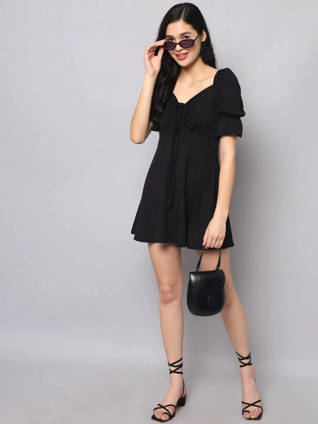 Sweet Looking Puff Sleeve Mini Dress