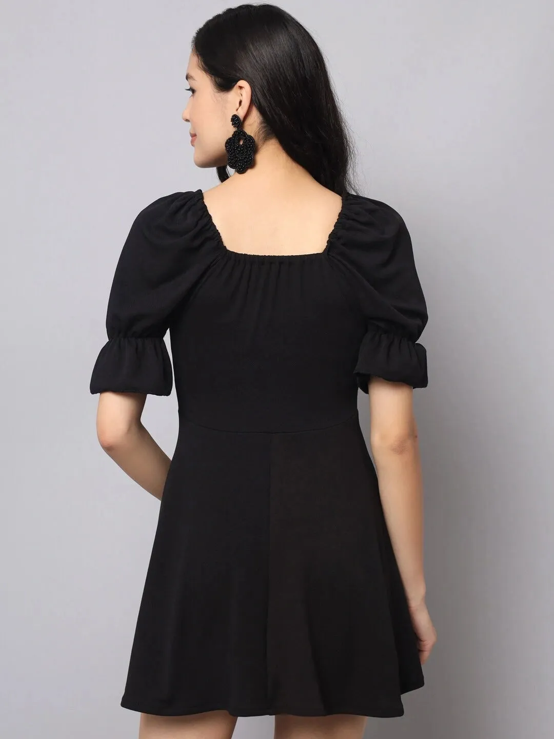 Sweet Looking Puff Sleeve Mini Dress