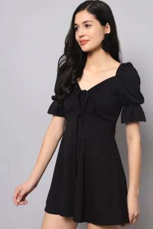 Sweet Looking Puff Sleeve Mini Dress
