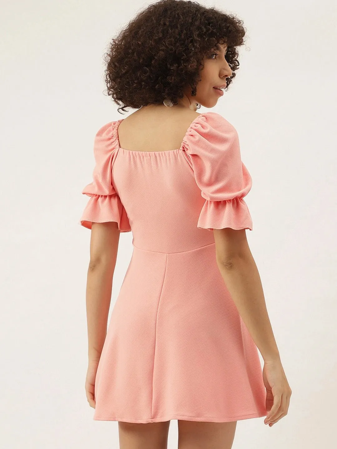 Sweet Looking Puff Sleeve Mini Dress