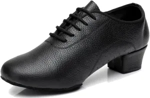 TDA Women's Classic Lace-up Leather Ballroom Salsa Tango Samba Rumba Modern Latin Dance Shoes