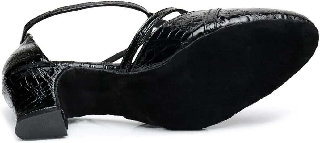 TDA Women's Classic T-strap Mid Heel Synthetic Tango Ballroom Salsa Latin Dance wedding Shoes