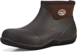 TENGTA Men's Ankle-Height Neoprene Rubber Boots for Backyard Outdoor Insulated Waterproof Rain Garden Mud Boots Brown 12