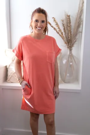 The Kelly T-Shirt Dress - Coral