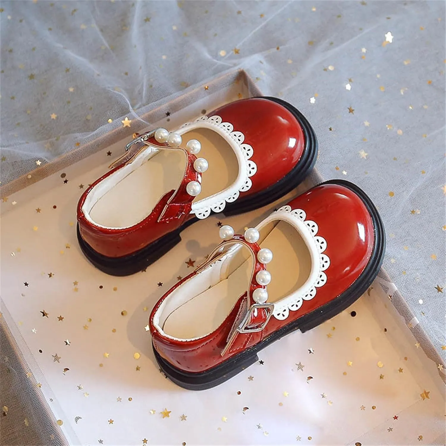 Toddler Baby Girls Dress Shoes Wedding Party School Ankle Strap Ballet Flats Shoes Little Girls Flower Girl Shoes
