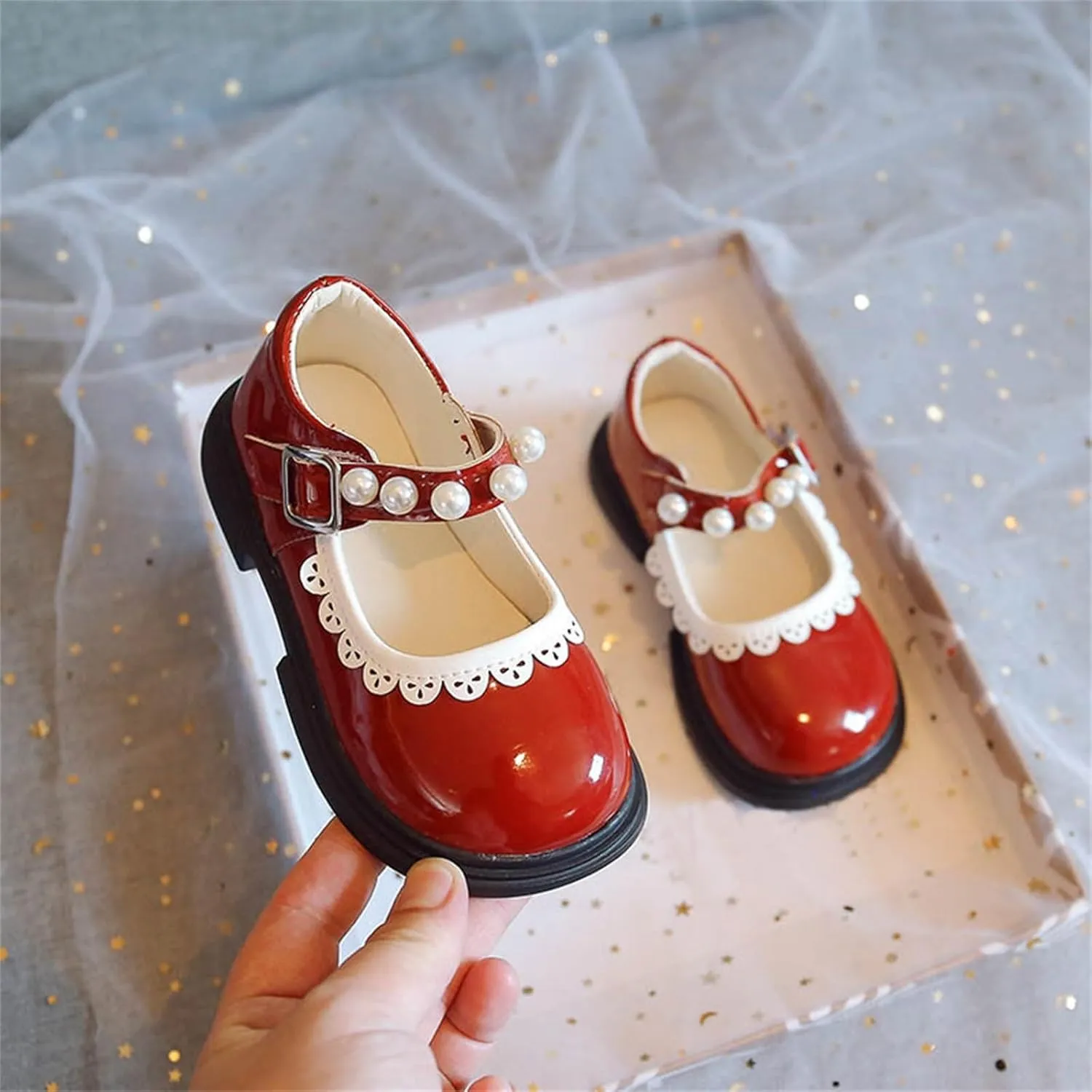 Toddler Baby Girls Dress Shoes Wedding Party School Ankle Strap Ballet Flats Shoes Little Girls Flower Girl Shoes